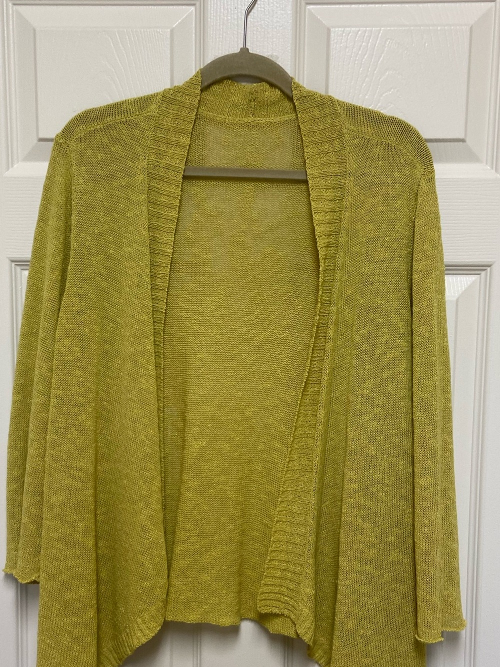 Lightweight Open-Front Women's Cardigan Sweater in Mustard.Linen